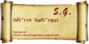 Sárik Györgyi névjegykártya