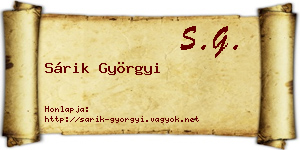 Sárik Györgyi névjegykártya